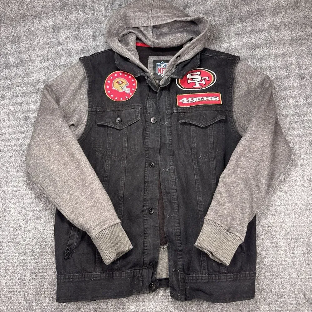 Vintage G-III Carl Banks NFL San Francisco 49ers Distressed Denim Vest Jacket M